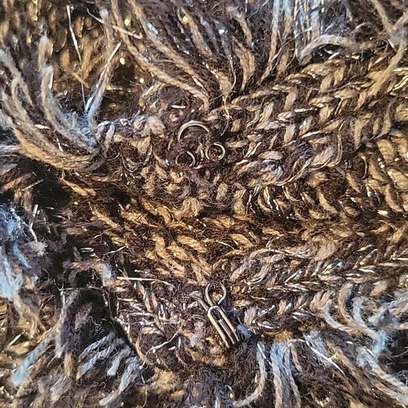 Express Women's Black Gray Metallic Tassel Sweater Cardigan Pockets - Picture 5 of 7